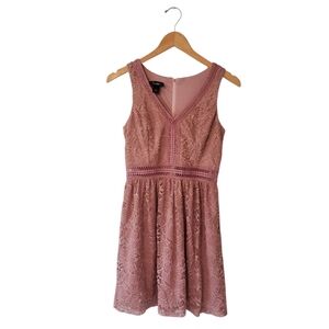 by & by Pink Fit and Flare Scoop Neck Mini Dress